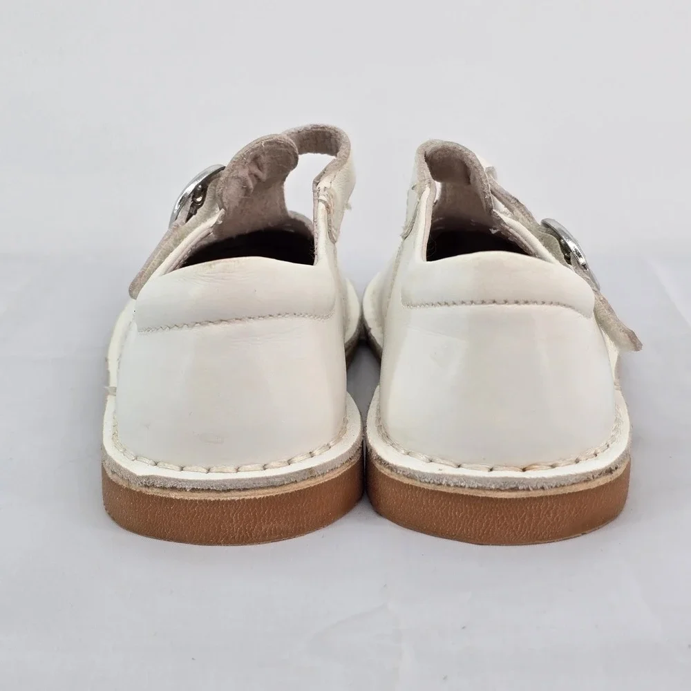 L'Amour Girls White Leather T-Strap Mary Jane Shoes Size 10 Style 751